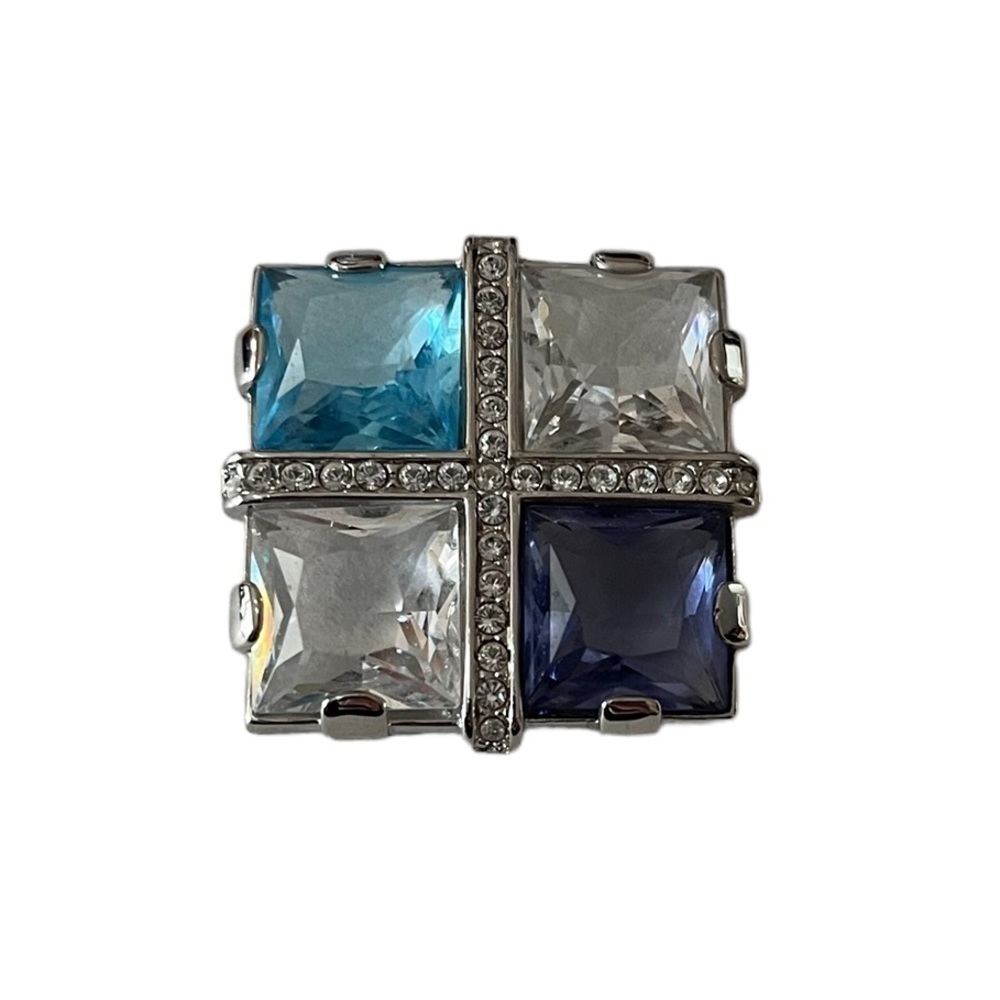 Swarovski Crystal Multi-Colored Square Design Brooch